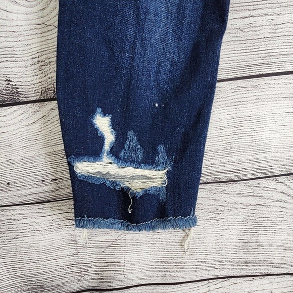 Bridge By Gly Womens Ankle Skinny Jeans 27 Mid Rise Dark Wash Raw Hem Distressed - Picture 3 of 9